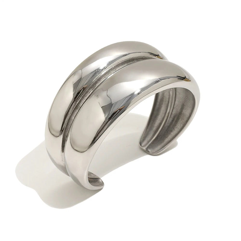 Twisted Double Band Open Ring - SEIYI