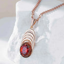 Vintage Red Zircon Layered Pendant Necklace