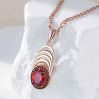 Vintage Red Zircon Layered Pendant Necklace