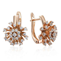 Rose Gold Zircon Firework Flower Drop Earrings