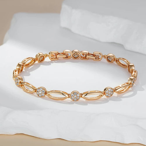 Rose Gold Oval Link Zircon Bracelet - SEIYI