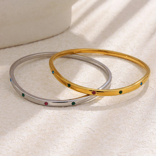 Thin Multicolor Star Zircon Bangle - SEIYI