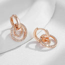 Rose Gold Double Circle Zircon Drop Earrings