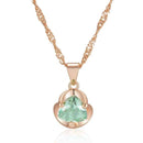 Rose Gold Trillion Green Zircon Pendant Necklace