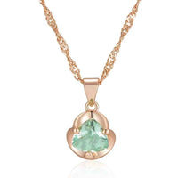 Rose Gold Trillion Green Zircon Pendant Necklace