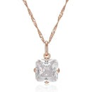 Elegant Cushion White Zircon Charm Necklace