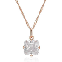 Elegant Cushion White Zircon Charm Necklace