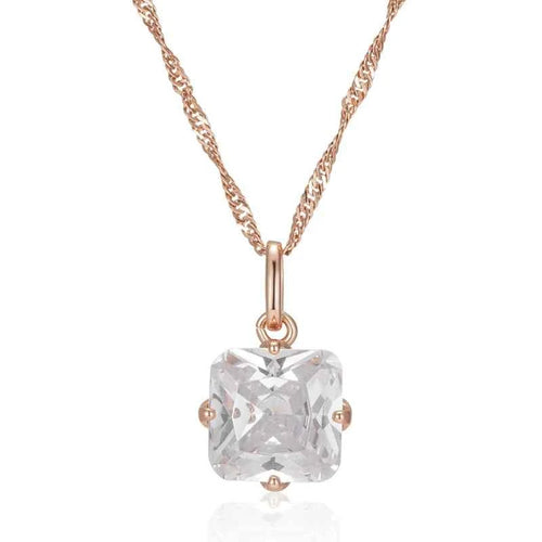 Elegant Cushion White Zircon Charm Necklace
