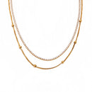 Dual Strand Rhinestone Layered Necklace - SEIYI
