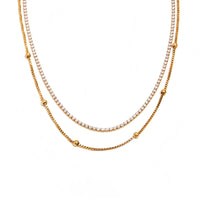 Dual Strand Rhinestone Layered Necklace