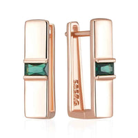 Rose Gold Geometric Green Zircon Drop Earrings