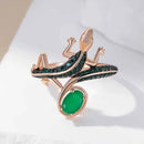 Rose Gold Green Zircon Lizard Statement Ring
