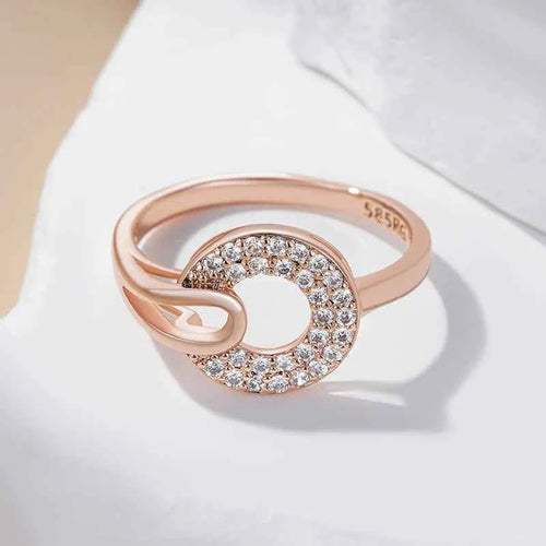 Pavé Circle Swirl Rose Gold Statement Ring