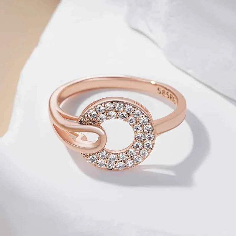 Pavé Circle Swirl Rose Gold Statement Ring