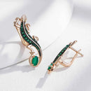 Rose Gold Green Zircon Lizard Drop Earrings