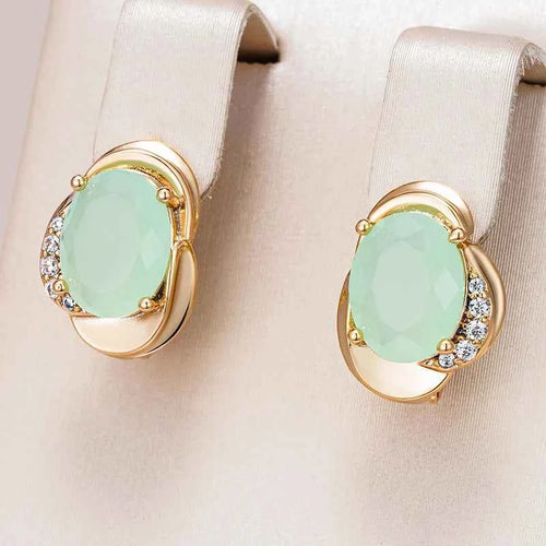 Rose Gold Green Fine Gemstone Earrings