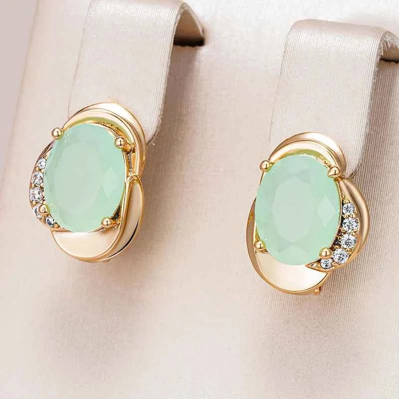 Rose Gold Green Fine Gemstone Earrings