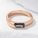 Rose Gold Colorful Zircon Baguette Band Ring