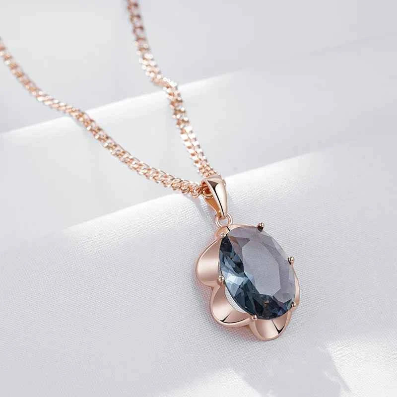 Flower Frame Grey Zircon Pendant Necklace