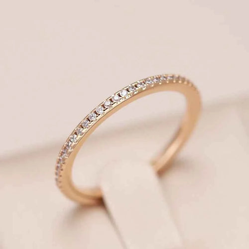 Pavé White Zircon Stackable Rose Gold Band