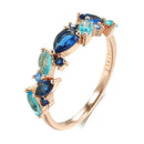 Ombre Blue Zircon Leaf-Shape Rose Gold Ring