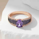 Purple Zircon with Ombre Pavé Band Ring