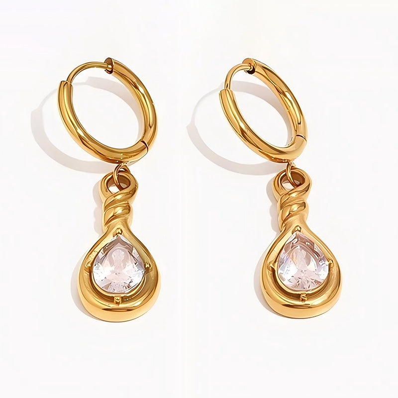 Knotted Teardrop CZ Hoop Earrings - SEIYI