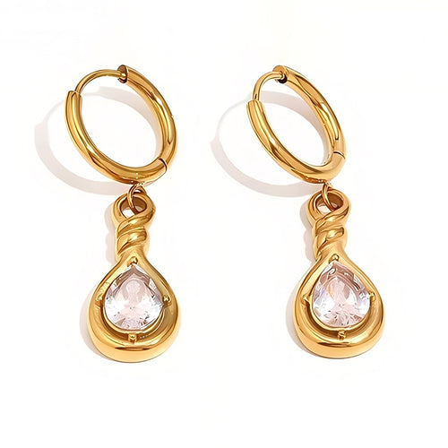 Knotted Teardrop CZ Hoop Earrings - SEIYI