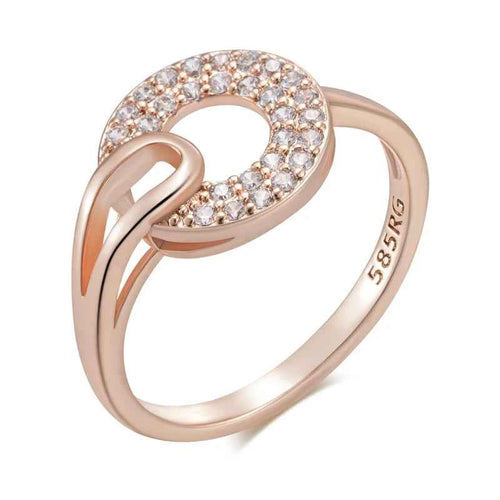 Pavé Circle Swirl Rose Gold Statement Ring