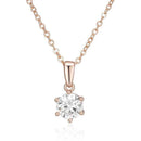 Rose Gold Solitaire Round Zircon Pendant Necklace