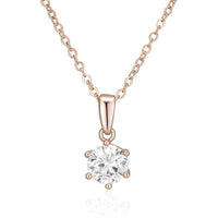 Rose Gold Solitaire Round Zircon Pendant Necklace