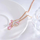 Shiny Pink Natural Zircon Flower Pendant Necklace