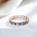 Rainbow Zircon Full Eternity Rose Gold Ring - SEIYI