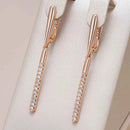 Rose Gold Linear Zircon Drop Earrings