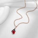 Fiery Red & Black Teardrop Zircon Pendant Necklace