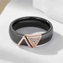 Rose Gold Black Ceramic Triangle Zircon Ring