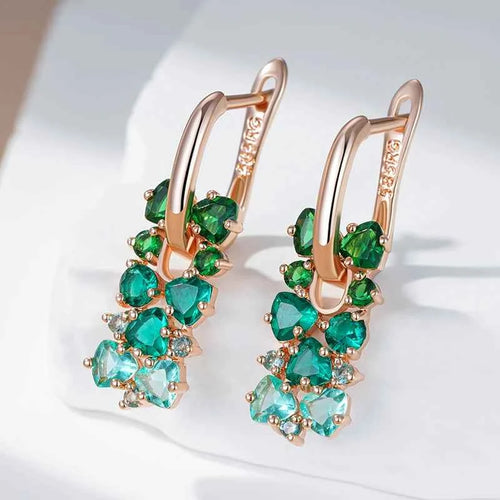 Rose Gold Ombre Green Zircon Drop Earrings