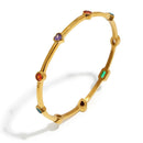 Scattered Oval Zircon Thin Bangle - SEIYI
