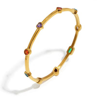Scattered Oval Zircon Thin Bangle