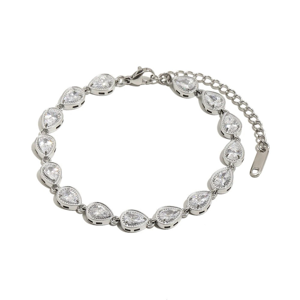 Teardrop Crystal Linked Bracelet - SEIYI
