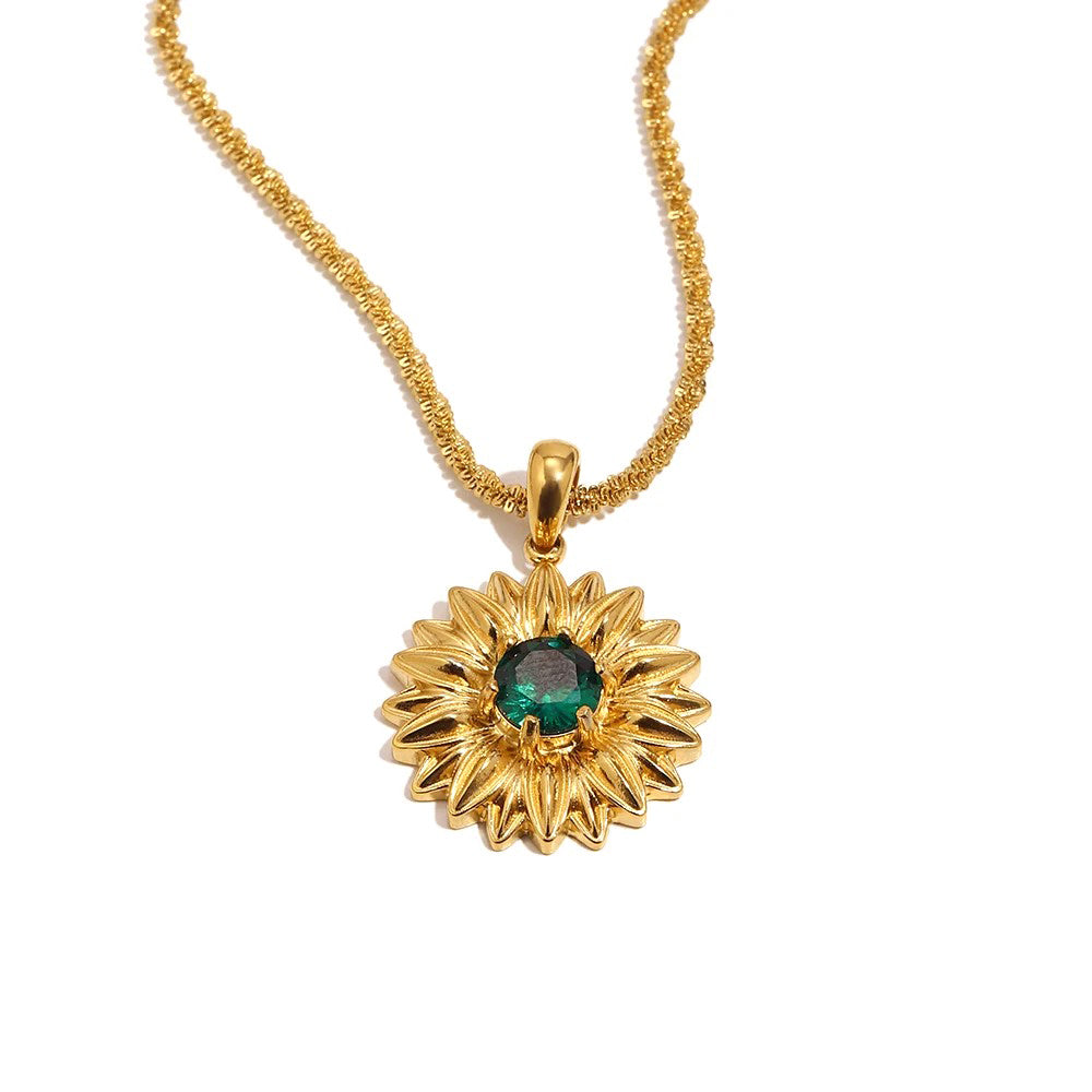 Sunflower Colored Zircon Pendant Necklace - SEIYI