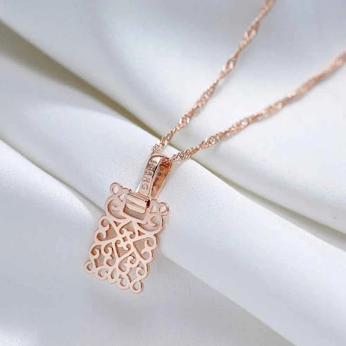 Rose Gold Filigree Zircon Pendant Necklace