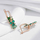 Rose Gold Ombre Green Zircon Drop Earrings