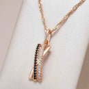 Rose Gold Black & White Zircon Crisscross Pendant Necklace