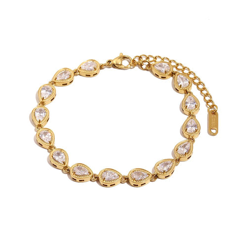 Teardrop Crystal Linked Bracelet - SEIYI