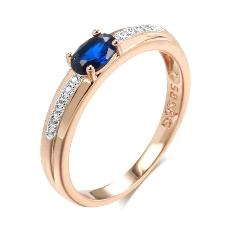 Blue Zircon Solitaire Rose Gold Promise Ring