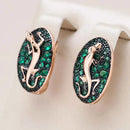 Rose Gold Green Zircon Lizard Drop Earrings