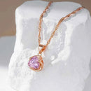 Rose Gold Pink Heart Zircon Pendant Necklace