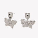 Hammered Butterfly Drop Stud Earrings - SEIYI