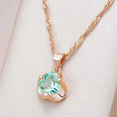 Rose Gold Trillion Green Zircon Pendant Necklace